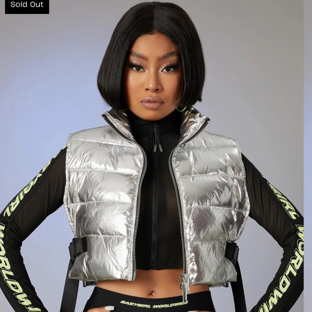 Silver Puffer Vest